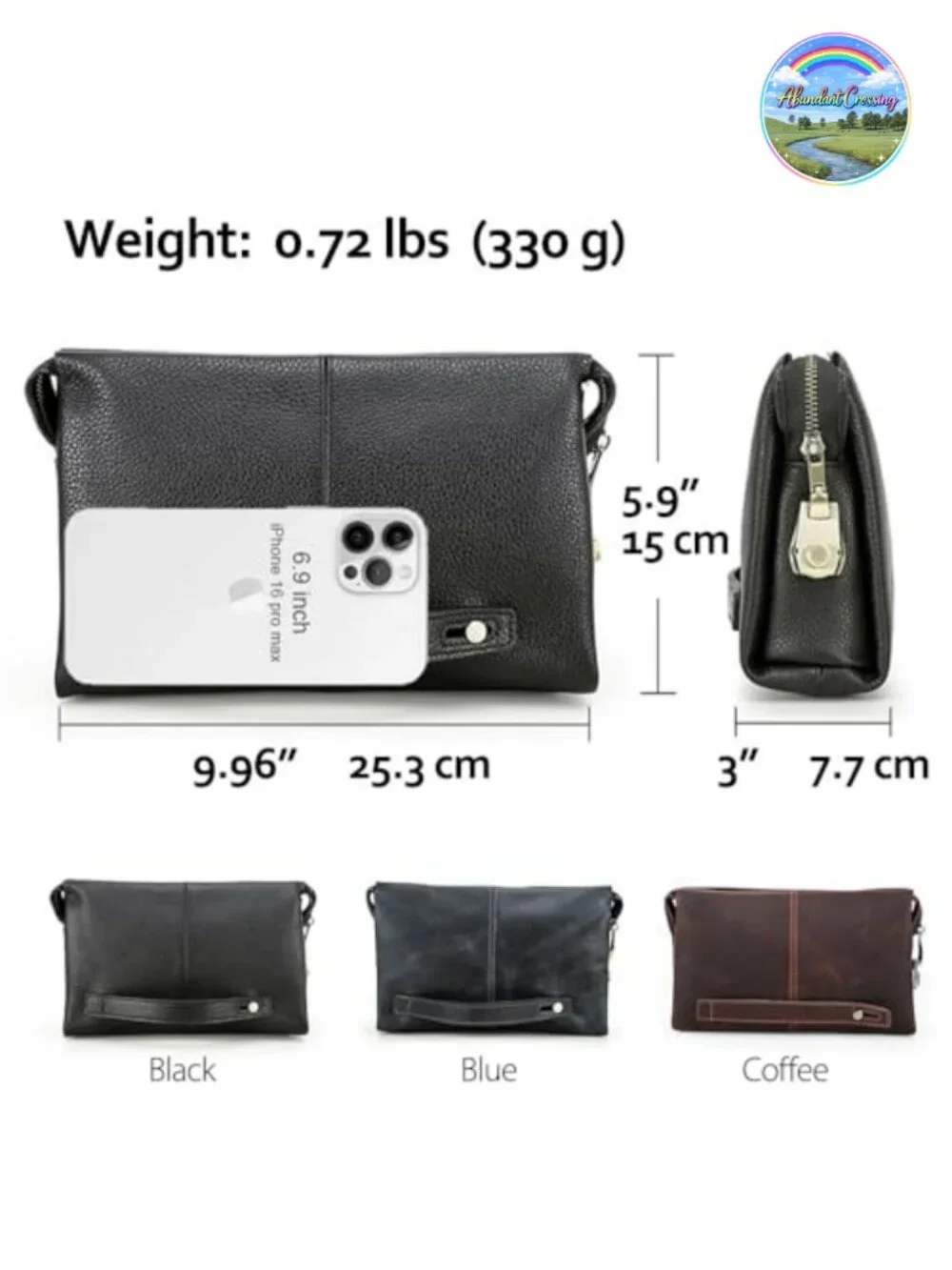 Full Grain Leather Anti-Theft Lock Clutch Bag with Handle for Men Travel Wallet